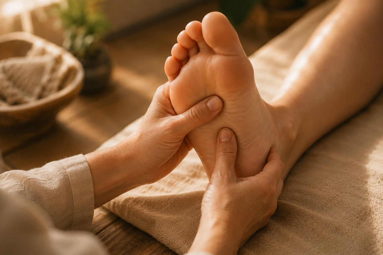 Fußreflexzonenmassage, gezielte Stimulation der Fußsohle